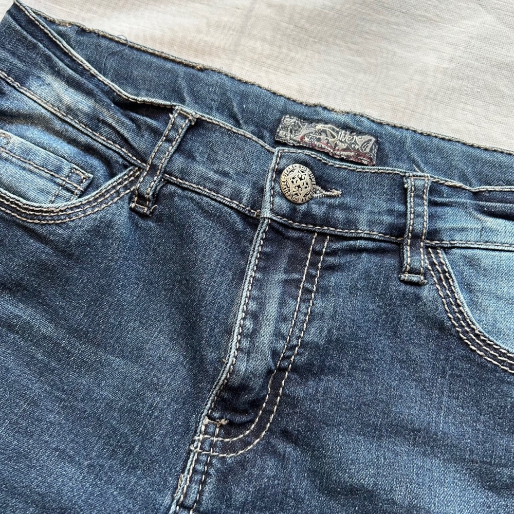 Silver Jeans Sasha Skinny Jeans Kids Size 12 Dark Wash Blue Embroidered Pockets